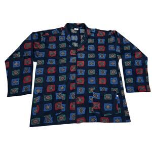 ISA Switzerland Men's L Pajama Sleep Shirt Pockets Blue MCM